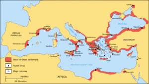 Map of Greek colonies - source Wikipedia